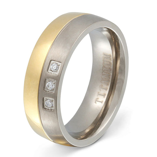 Amarillo Damen Titan Ring mit Gravur, Verlobungsring in Silber-Gold | Titanring | damen, gold, ring, silber, titan, titanring, zirkonia | schmuckmitgravur.de