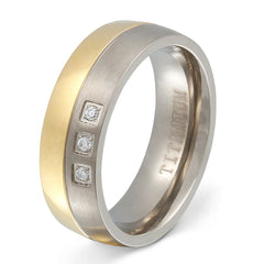 Amarillo Damen Titan Ring mit Gravur, Verlobungsring in Silber-Gold