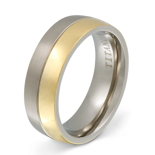 Amarillo Titan Ring mit Gravur, Verlobungsring in Silber-Gold | Titanring | damen, gold, herren, ring, silber, titan, titanring, unisex | schmuckmitgravur.de