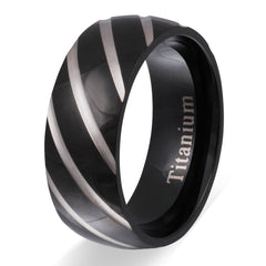 Amfora Titan Ring mit Gravur, Verlobungsring in Schwarz-Silber