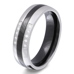 Aratan Damen Ring mit Gravur, Edelstahlring in Silber-Schwarz