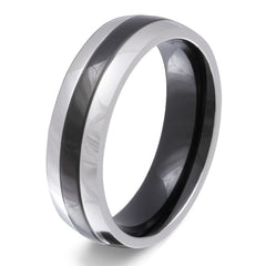 Aratan Ring mit Gravur, Edelstahlring in Silber-Schwarz
