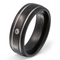 Arras Damen Titan Ring mit Gravur, Verlobungsring in Silber-Schwarz
