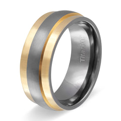 Aspendos Titan Ring mit Gravur, Verlobungsring in Silber-Gold