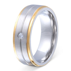 Augustina Damen Ring mit Gravur, Edelstahlring in Silber-Gold