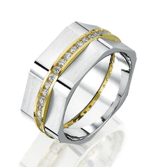 Barinas Damen 925 Silber Ring mit Gravur, Verlobungsring in Silber-Gold