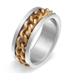 Bertoli Ring mit Gravur, Edelstahlring in Silber-Gold