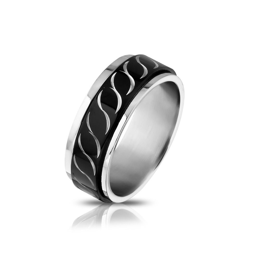 Cervantes Ring mit Gravur, Edelstahlring in Silber Schwarz | Edelstahlring | damen, edelstahl, edelstahlring, herren, ring, silber, unisex | schmuckmitgravur.de