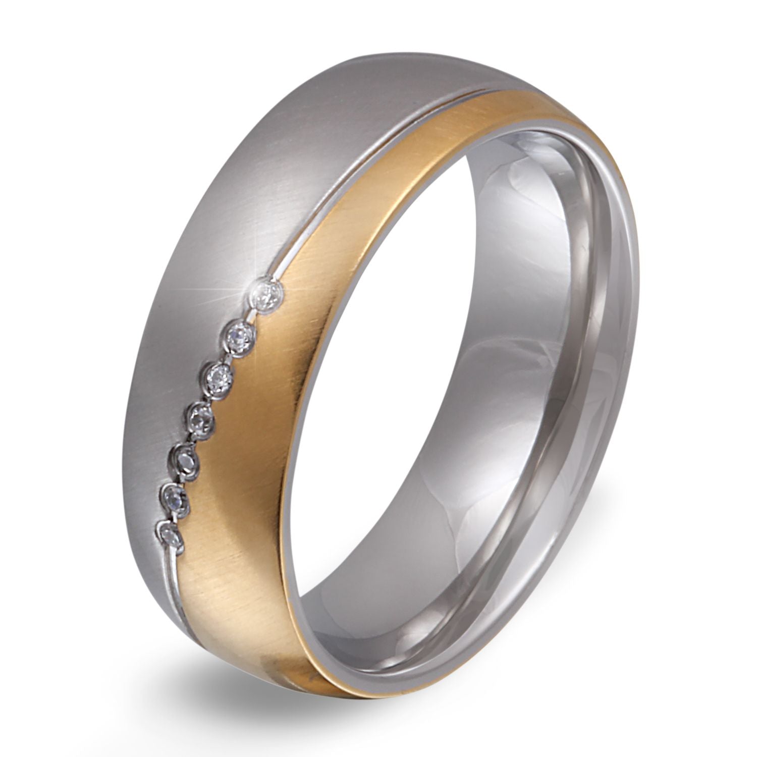 Chiswick Edelstahl Damen Ring mit Gravur und Steine, Verlobungsring, silber gold | Edelstahlring | damen, edelstahl, edelstahlring, gold, ring, silber, zirkonia | schmuckmitgravur.de