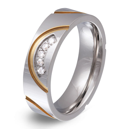 Cima Damen, Ring mit Gravur, Edelstahlring in Silber-Gold | Edelstahlring | damen, edelstahl, edelstahlring, gold, ring, silber, zirkonia | schmuckmitgravur.de