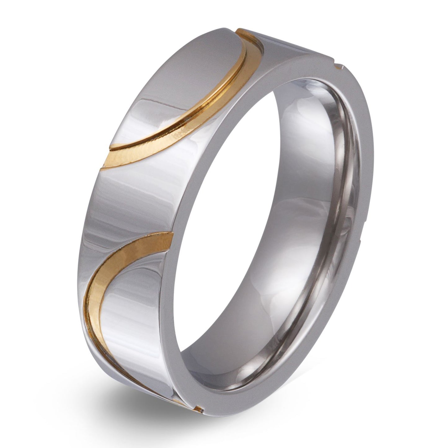 Cima Ring mit Gravur, Edelstahlring in Silber-Gold | Edelstahlring | damen, edelstahl, edelstahlring, gold, herren, ring, silber, unisex | schmuckmitgravur.de