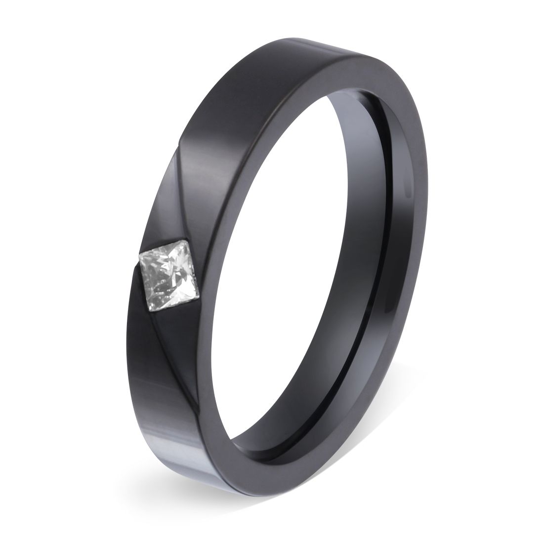 Darkly Damen Edelstahl Ring mit Stein, Verlobungsring, inkl. Gravur, schwarz | Edelstahlring | damen, edelstahl, edelstahlring, ring, schwarz, zirkonia | schmuckmitgravur.de