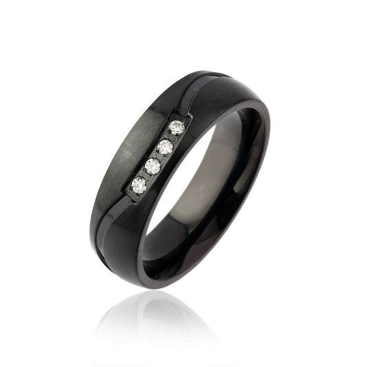 Deinze Damen Edelstahl Ring mit Steine, Verlobungsring, inkl. Gravur, schwarz | Edelstahlring | damen, edelstahl, edelstahlring, ring, schwarz, zirkonia | schmuckmitgravur.de