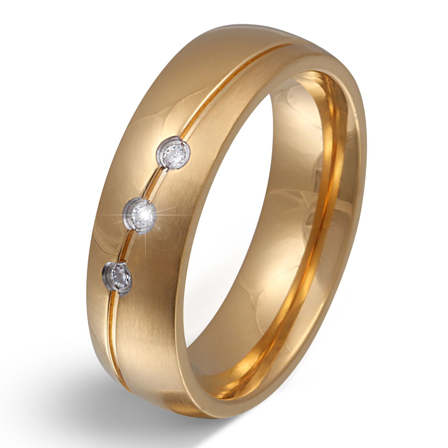 Donula Damen, Ring mit Gravur, Edelstahlring in Gold | Edelstahlring | damen, edelstahl, edelstahlring, gold, ring, zirkonia | schmuckmitgravur.de