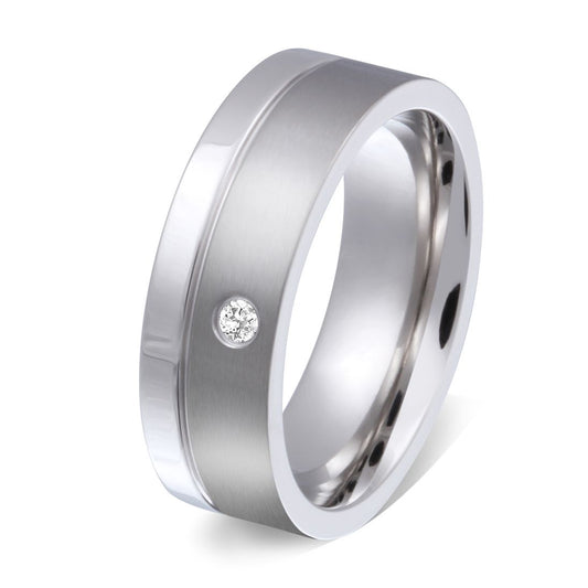 Ecilia Damen, Ring mit Gravur, Edelstahlring in Silber | Edelstahlring | damen, edelstahl, edelstahlring, ring, silber, zirkonia | schmuckmitgravur.de