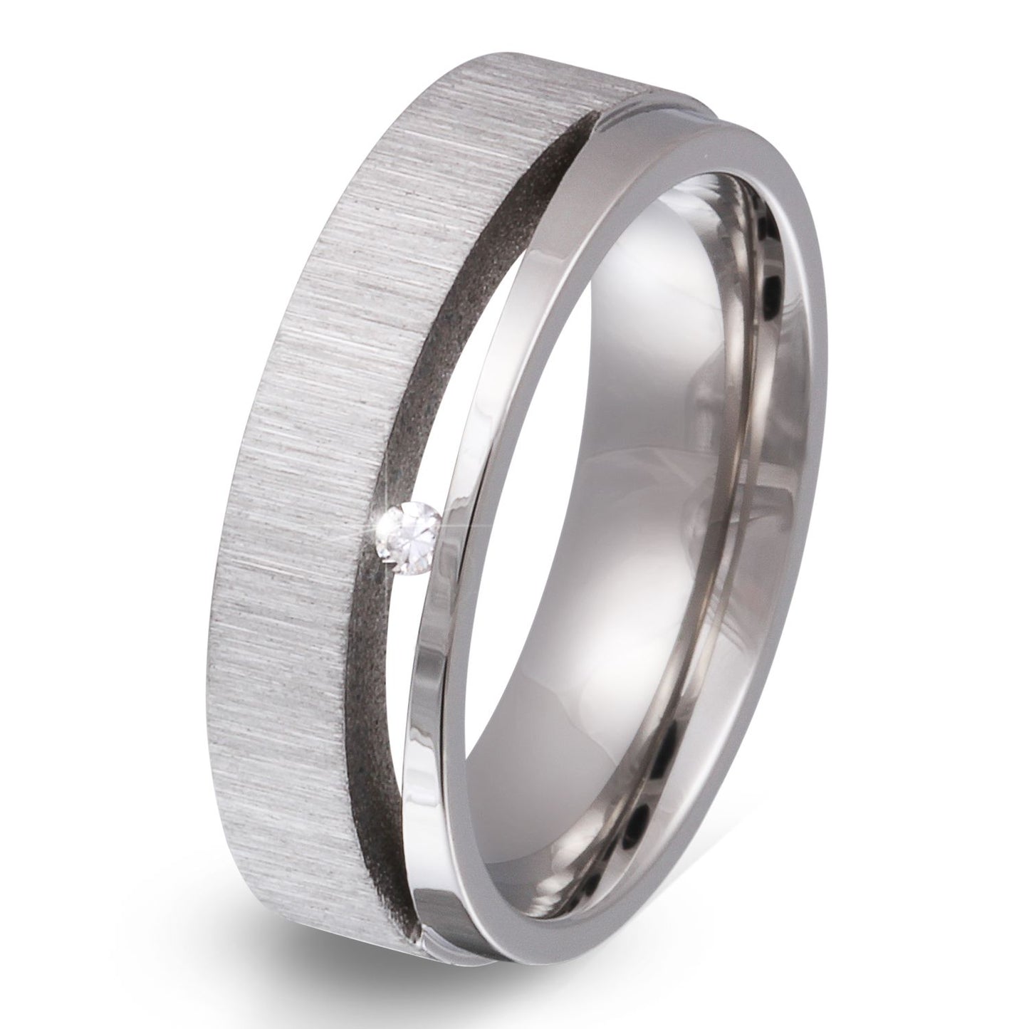 Espacia Damen, Ring mit Gravur, Edelstahlring in Silber | Edelstahlring | damen, edelstahl, edelstahlring, ring, silber, zirkonia | schmuckmitgravur.de