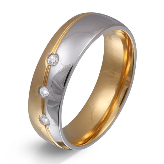 Femar Damen, Ring mit Gravur, Edelstahlring in Silber-Gold | Edelstahlring | damen, edelstahl, edelstahlring, gold, ring, silber, zirkonia | schmuckmitgravur.de