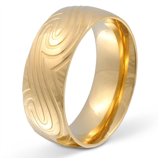 Golden Wave Ring mit Gravur, Edelstahlring in Gold | Edelstahlring | damen, edelstahl, edelstahlring, gold, ring | schmuckmitgravur.de