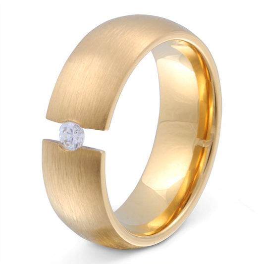 Goldfin Damen Ring mit Gravur, Edelstahlring in Gold | Edelstahlring | damen, edelstahl, edelstahlring, gold, ring, zirkonia | schmuckmitgravur.de