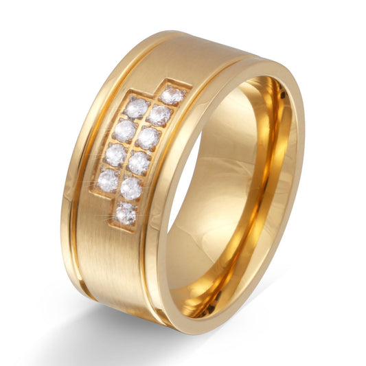 Goltena Damen, Ring mit Gravur, Edelstahlring in Gold | Edelstahlring | damen, edelstahl, edelstahlring, gold, ring, zirkonia | schmuckmitgravur.de