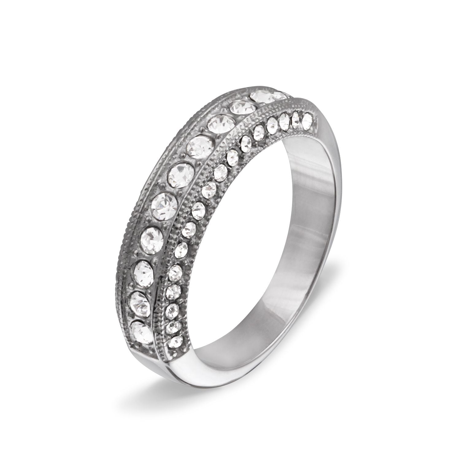 Ingold Edelstahl Ring mit Steine, Verlobungsring, inkl. Gravur, silber | Edelstahlring | damen, edelstahl, edelstahlring, herren, ring, silber, unisex, zirkonia | schmuckmitgravur.de