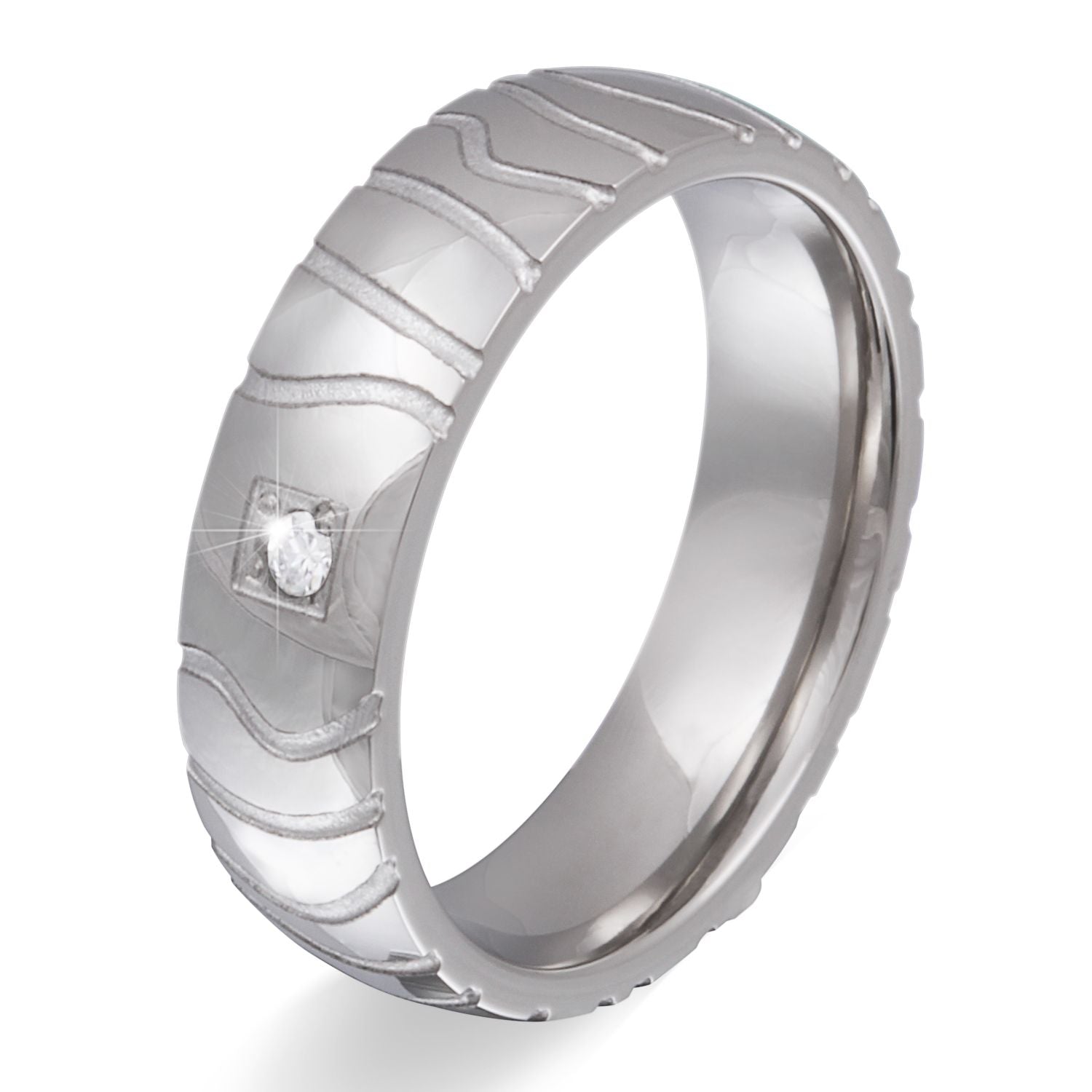 Leticia Damen Ring mit Gravur, Edelstahlring in Silber | Edelstahlring | damen, edelstahl, edelstahlring, ring, silber, zirkonia | schmuckmitgravur.de