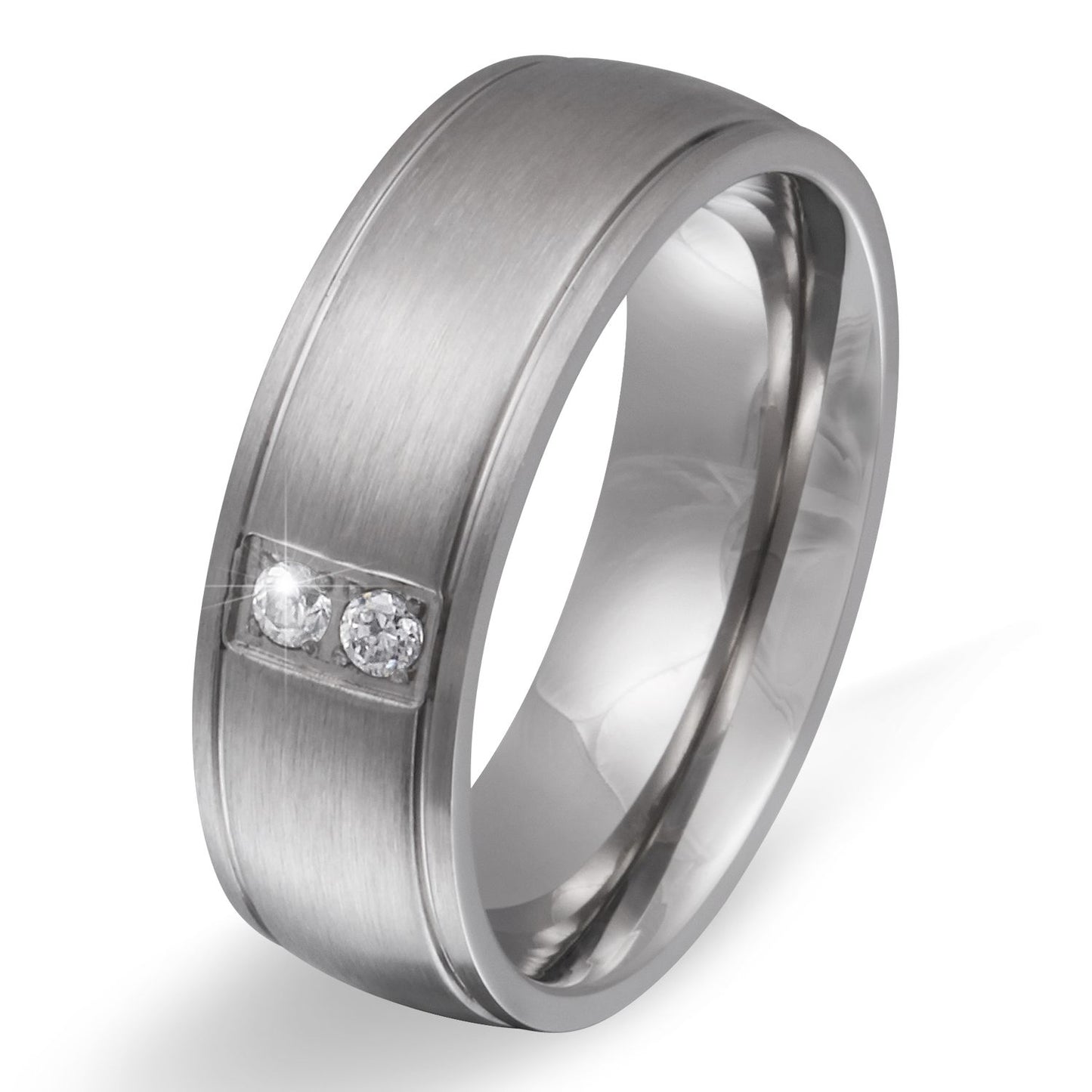 Letka Damen Ring mit Gravur, Edelstahlring in Silber | Edelstahlring | damen, edelstahl, edelstahlring, ring, silber, zirkonia | schmuckmitgravur.de