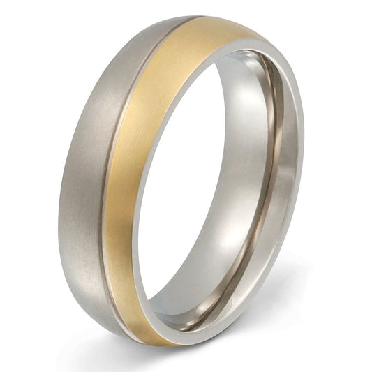 Lissabon Titan Ring mit Gravur, Verlobungsring in Silber-Gold | Titanring | damen, gold, herren, ring, silber, titan, titanring, unisex | schmuckmitgravur.de
