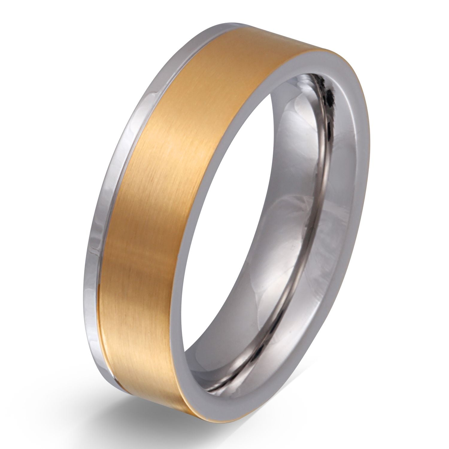 Liva Ring mit Gravur, Edelstahlring in Silber-Gold | Edelstahlring | damen, edelstahl, edelstahlring, gold, herren, ring, silber, unisex | schmuckmitgravur.de