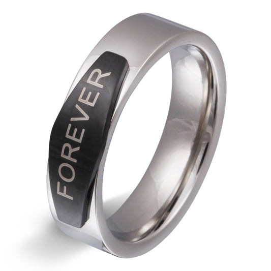 Loran Ring mit Gravur, Edelstahlring in Silber | Edelstahlring | damen, edelstahl, edelstahlring, herren, ring, schwarz, silber, unisex | schmuckmitgravur.de