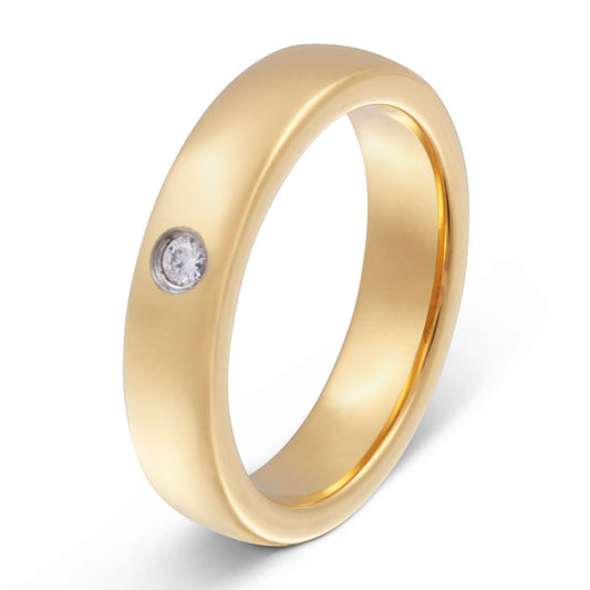 Loyalty Damen Wolfram Ring mit Gravur, Verlobungsring in Gold | Wolframring | damen, gold, ring, wolfram, wolframring, zirkonia | schmuckmitgravur.de