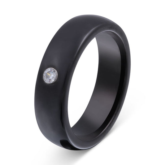 Midnight Damen Wolfram Ring mit Gravur, Verlobungsring in Schwarz | Wolframring | damen, ring, schwarz, wolfram, wolframring, zirkonia | schmuckmitgravur.de