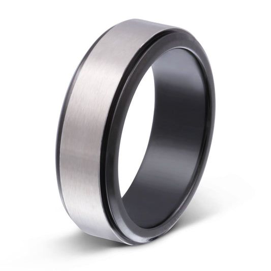 Mirenda Edelstahl Ring , Verlobungsring, inkl. Gravur, silber schwarz | Edelstahlring | damen, edelstahl, edelstahlring, herren, ring, schwarz, silber, unisex | schmuckmitgravur.de