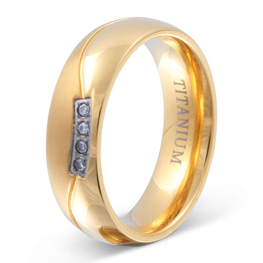 Montana Damen Titan Ring mit Gravur, Verlobungsring in Gold | Titanring | damen, gold, ring, titan, titanring, zirkonia | schmuckmitgravur.de