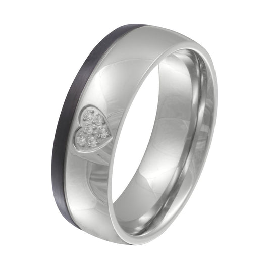 Nexonia Damen Edelstahl Ring mit Steine, Verlobungsring, inkl. Gravur, silber schwarz | Edelstahlring | damen, edelstahl, edelstahlring, ring, schwarz, silber, zirkonia | schmuckmitgravur.de