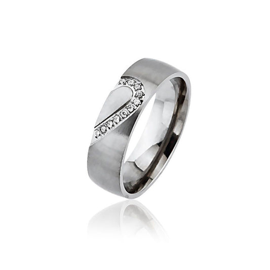 Nisa Damen Titan Ring mit Gravur, Verlobungsring in Silber | Titanring | damen, ring, titan, titanring, zirkonia | schmuckmitgravur.de