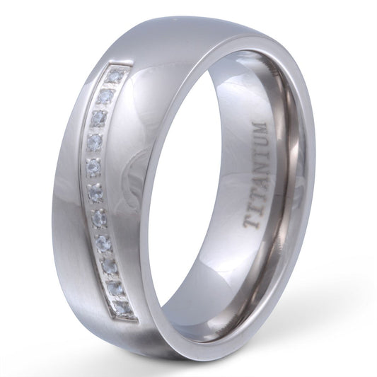 Nizza Damen Titan Ring mit Gravur, Verlobungsring in Silber | Titanring | damen, ring, silber, titan, titanring, zirkonia | schmuckmitgravur.de