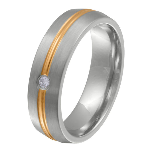 OneLine Damen Edelstahl Ring mit Stein, Verlobungsring, inkl. Gravur, silber gold | Edelstahlring | damen, edelstahl, edelstahlring, gold, ring, silber, zirkonia | schmuckmitgravur.de