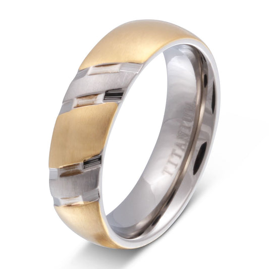 Palermo Titan Ring mit Gravur, Verlobungsring in Silber-Gold | Titanring | damen, gold, ring, silber, titan, titanring, unisex | schmuckmitgravur.de