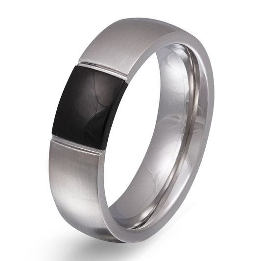 Raval Edelstahl Ring mit Gravur,  Verlobungsring,  silber schwarz | Edelstahlring | damen, edelstahl, edelstahlring, herren, ring, schwarz, silber, unisex | schmuckmitgravur.de