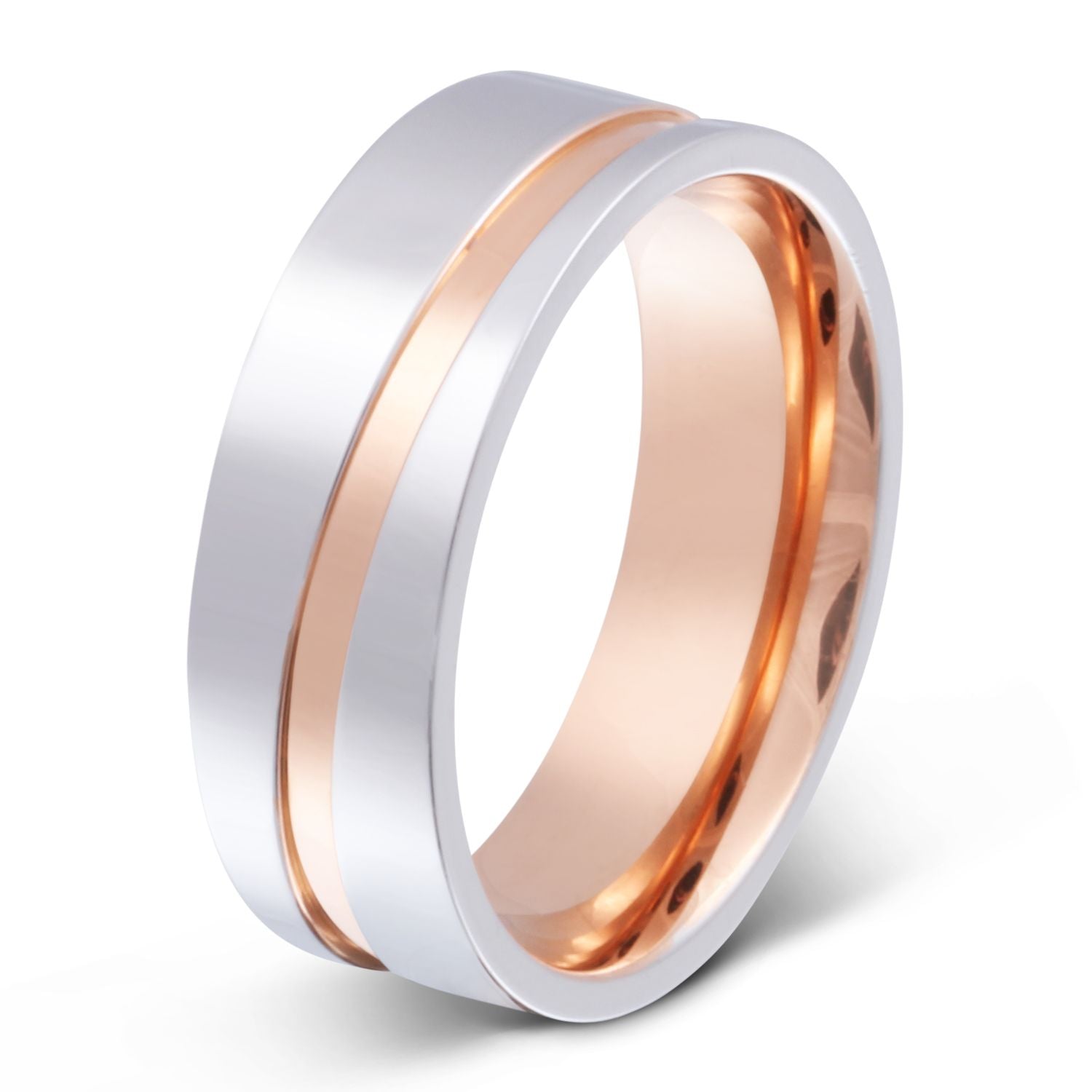 Reina Edelstahl Ring, Verlobungsring, inkl. Gravur, silber roségold | Edelstahlring | damen, edelstahl, edelstahlring, gold, herren, ring, rosegold, rosé, silber, unisex | schmuckmitgravur.de