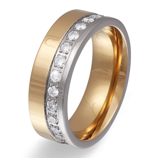 Rimini Damen Titan Ring mit Gravur, Verlobungsring in Silber-Gold | Titanring | damen, gold, ring, silber, titan, titanring, zirkonia | schmuckmitgravur.de