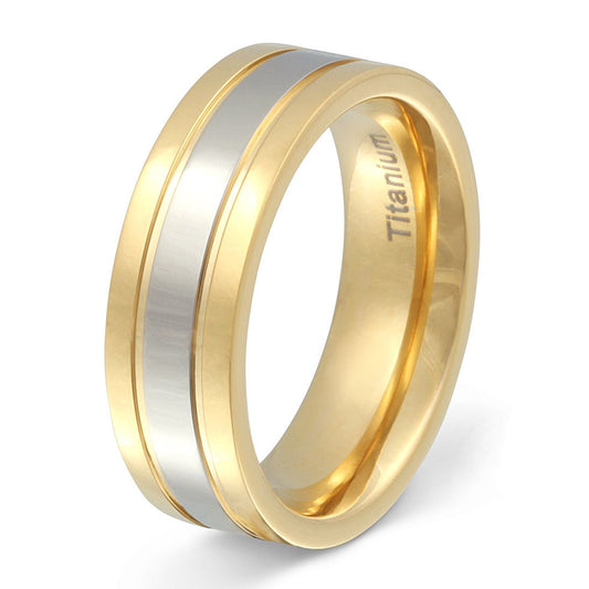 Siena Titan Ring mit Gravur, Verlobungsring in Silber-Gold | Titanring | damen, gold, herren, ring, silber, titan, titanring, unisex, zirkonia | schmuckmitgravur.de