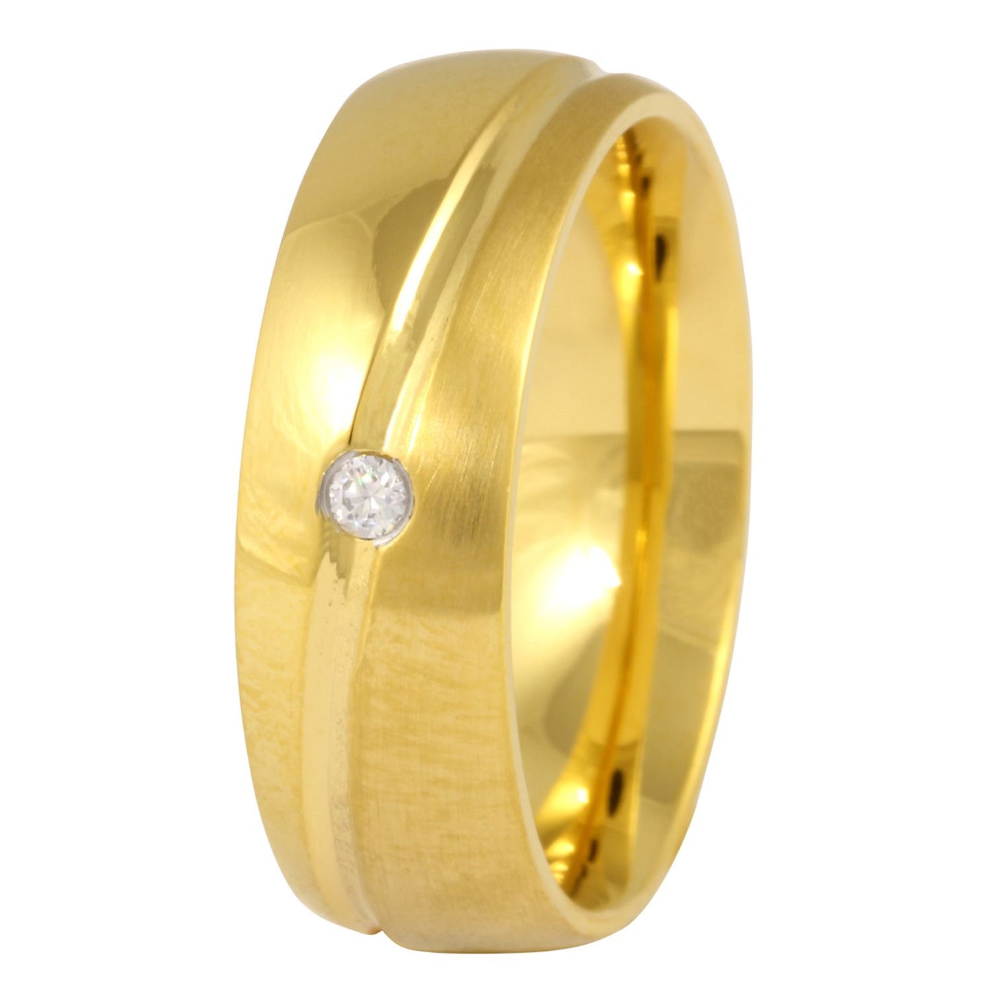 Slema Damen, Ring mit Gravur, Edelstahlring in Gold | Edelstahlring | damen, edelstahl, edelstahlring, gold, ring, zirkonia | schmuckmitgravur.de