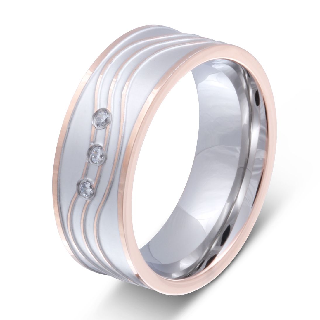 Sweet Moment Damen Edelstahl Ring mit Steine, Verlobungsring, inkl. Gravur, silber roségold | Edelstahlring | damen, edelstahl, edelstahlring, gold, ring, rosegold, rosé, silber, zirkonia | schmuckmitgravur.de