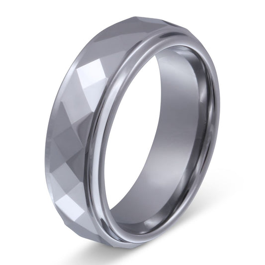 White Caro Wolfram Ring mit Gravur, Verlobungsring in Silber | Wolframring | damen, herren, ring, silber, unisex, wolfram, wolframring | schmuckmitgravur.de