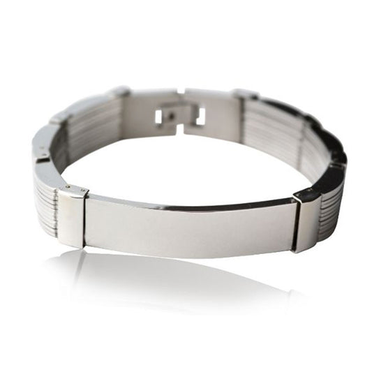 Zeshan Edelstahl Armband mit Gravur in Silber | Armband | armband, damen, edelstahl, herren, silber, unisex | schmuckmitgravur.de