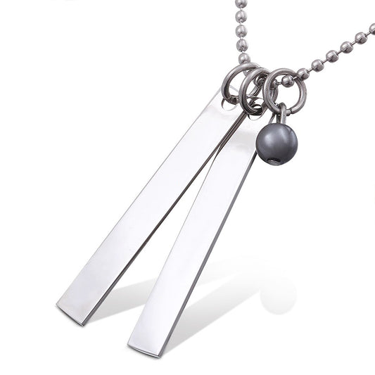 Hammamet eleganter Anhänger mit Gravur, Edelstahlkette in Silber